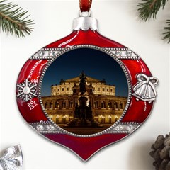 Dresden Semper Opera House Metal Snowflake And Bell Red Ornament