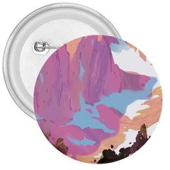 Pink Mountains Grand Canyon Psychedelic Mountain 3  Buttons by Modalart