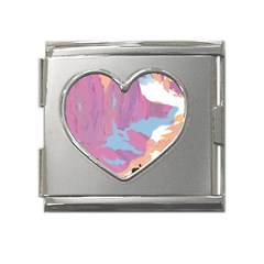 Pink Mountains Grand Canyon Psychedelic Mountain Mega Link Heart Italian Charm (18mm) by Modalart