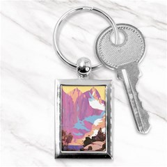 Pink Mountains Grand Canyon Psychedelic Mountain Key Chain (rectangle) by Modalart