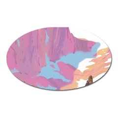 Pink Mountains Grand Canyon Psychedelic Mountain Oval Magnet by Modalart