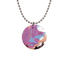 Pink Mountains Grand Canyon Psychedelic Mountain 1  Button Necklace by Modalart