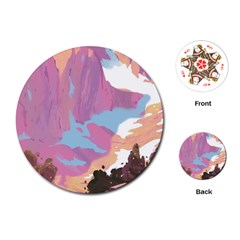 Pink Mountains Grand Canyon Psychedelic Mountain Playing Cards Single Design (round)