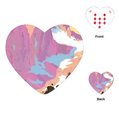 Pink Mountains Grand Canyon Psychedelic Mountain Playing Cards Single Design (heart)