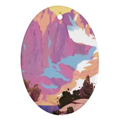 Pink Mountains Grand Canyon Psychedelic Mountain Oval Ornament (two Sides) by Modalart