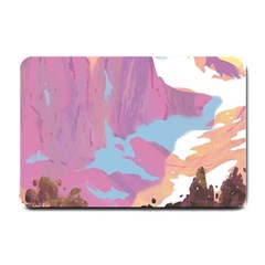 Pink Mountains Grand Canyon Psychedelic Mountain Small Doormat by Modalart