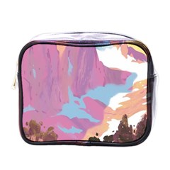 Pink Mountains Grand Canyon Psychedelic Mountain Mini Toiletries Bag (one Side) by Modalart