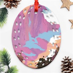 Pink Mountains Grand Canyon Psychedelic Mountain Oval Filigree Ornament (two Sides)