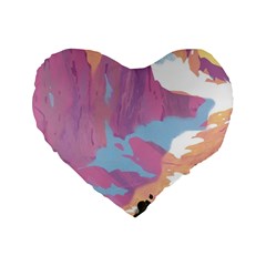 Pink Mountains Grand Canyon Psychedelic Mountain Standard 16  Premium Heart Shape Cushions by Modalart