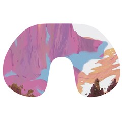 Pink Mountains Grand Canyon Psychedelic Mountain Travel Neck Pillow by Modalart