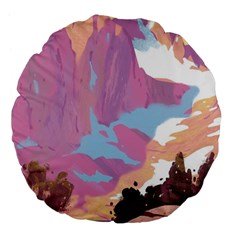 Pink Mountains Grand Canyon Psychedelic Mountain Large 18  Premium Flano Round Cushions