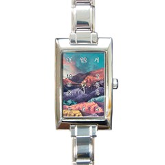 Adventure Psychedelic Mountain Rectangle Italian Charm Watch