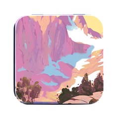 Pink Mountains Grand Canyon Psychedelic Mountain Square Metal Box (black)