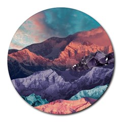 Adventure Psychedelic Mountain Round Mousepad