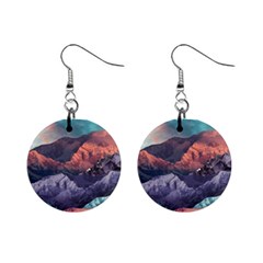 Adventure Psychedelic Mountain Mini Button Earrings