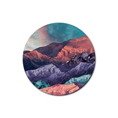 Adventure Psychedelic Mountain Rubber Round Coaster (4 Pack)