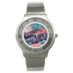 Adventure Psychedelic Mountain Stainless Steel Watch