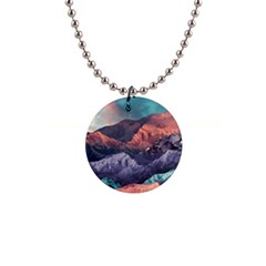 Adventure Psychedelic Mountain 1  Button Necklace