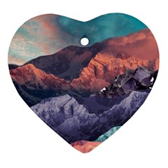 Adventure Psychedelic Mountain Heart Ornament (two Sides)