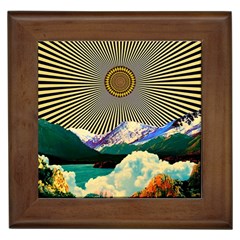 Surreal Art Psychadelic Mountain Framed Tile