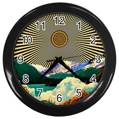 Surreal Art Psychadelic Mountain Wall Clock (black)