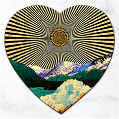 Surreal Art Psychadelic Mountain Jigsaw Puzzle (heart) by Modalart