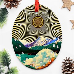 Surreal Art Psychadelic Mountain Oval Filigree Ornament (two Sides)