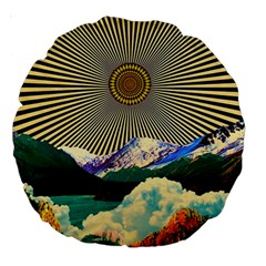 Surreal Art Psychadelic Mountain Large 18  Premium Round Cushions by Modalart