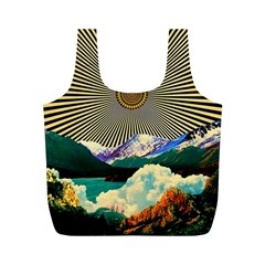 Surreal Art Psychadelic Mountain Full Print Recycle Bag (m) by Modalart