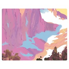 Pink Mountains Grand Canyon Psychedelic Mountain Premium Plush Fleece Blanket (medium) by Modalart