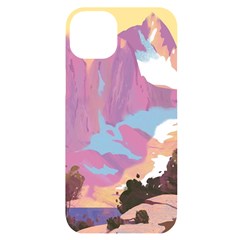 Pink Mountains Grand Canyon Psychedelic Mountain Iphone 14 Plus Black Uv Print Case by Modalart