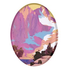 Pink Mountains Grand Canyon Psychedelic Mountain Oval Glass Fridge Magnet (4 Pack) by Modalart