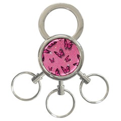 Pink Glitter Butterfly 3-ring Key Chain by Modalart