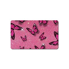 Pink Glitter Butterfly Magnet (name Card) by Modalart