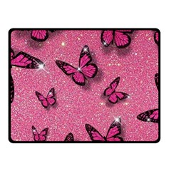 Pink Glitter Butterfly Fleece Blanket (small) by Modalart