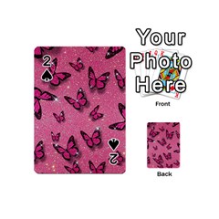 Pink Glitter Butterfly Playing Cards 54 Designs (mini)