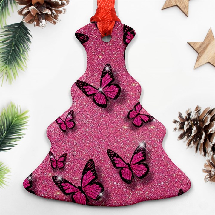 Pink Glitter Butterfly Ornament (Christmas Tree) 