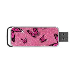 Pink Glitter Butterfly Portable Usb Flash (two Sides) by Modalart