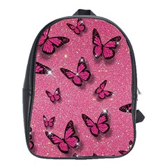 Pink Glitter Butterfly School Bag (xl) by Modalart