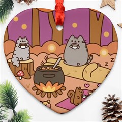 Pusheen Cute Fall The Cat Ornament (heart)