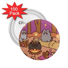 Pusheen Cute Fall The Cat 2 25  Buttons (100 Pack)  by Modalart