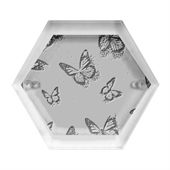 Pink Glitter Butterfly Hexagon Wood Jewelry Box by Modalart