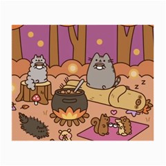 Pusheen Cute Fall The Cat Small Glasses Cloth (2 Sides) by Modalart