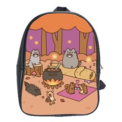 Pusheen Cute Fall The Cat School Bag (large) by Modalart