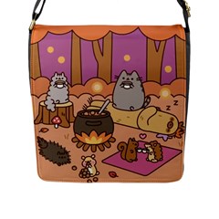 Pusheen Cute Fall The Cat Flap Closure Messenger Bag (l) by Modalart