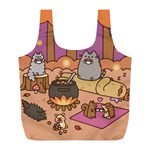 Pusheen Cute Fall The Cat Full Print Recycle Bag (L) Front