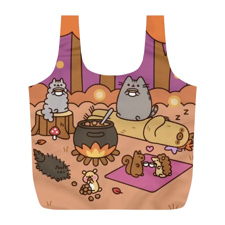 Pusheen Cute Fall The Cat Full Print Recycle Bag (L)