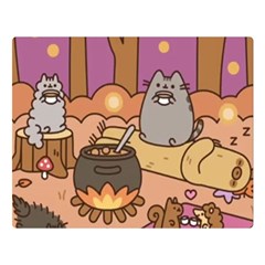 Pusheen Cute Fall The Cat Two Sides Premium Plush Fleece Blanket (large) by Modalart