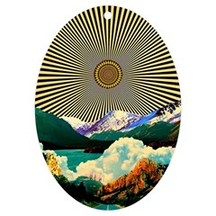 Surreal Art Psychadelic Mountain Uv Print Acrylic Ornament Oval by Modalart