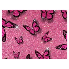 Pink Glitter Butterfly Two Sides Premium Plush Fleece Blanket (extra Small) by Modalart